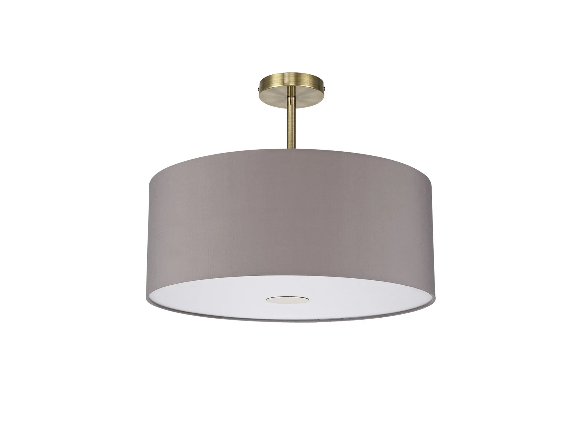 Baymont 50cm Semi Flush 1 Light Antique Brass, Grey, Frosted Diffuser DK0190  Deco Baymont AB GR